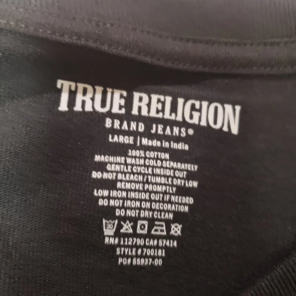 True Religion Men's Embroidered Horseshoe Heavy‎ T-Shirt Black Sz LG New w/Tags